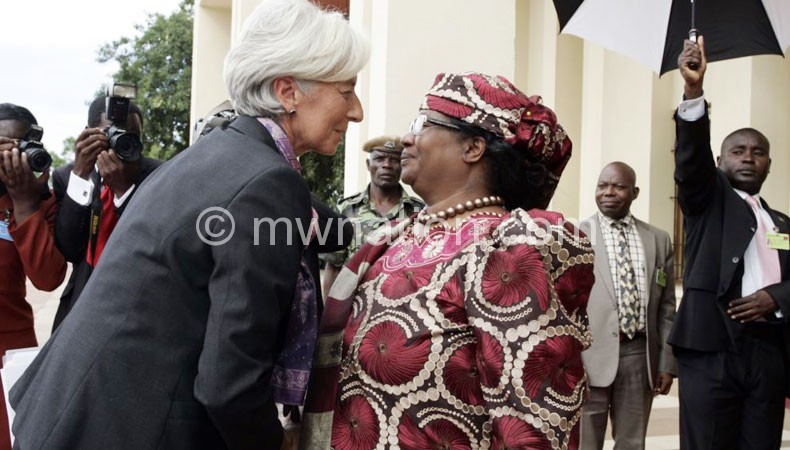 IMF managing  FavChristine Lagarde (L) came to face to face with Malawi's poverty