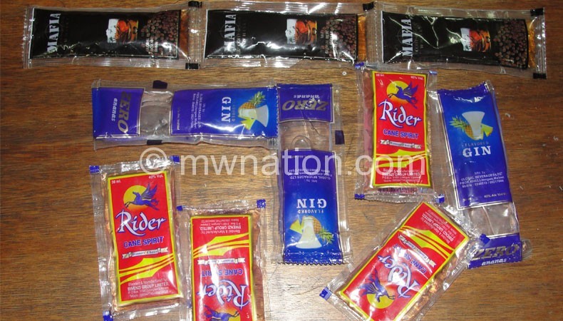 Banned sachets such as these are banned in Malawi