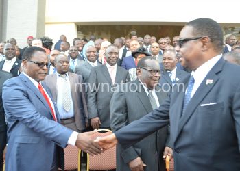 Mutharika greets Leader of Opposition in Prliament, MCP president Lazarus Chakwera