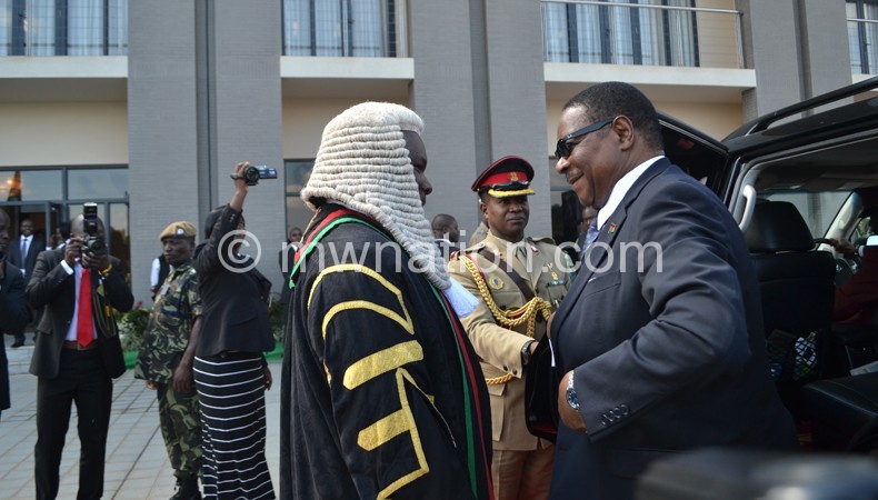 Welcome Mr President: Speaker of Parliament Richard Msowoya meet Mutharika on previous session