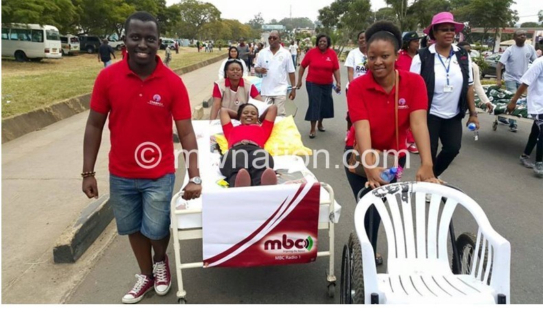 The Malawi broadcasting corporation (MBC)team taking part in the race
