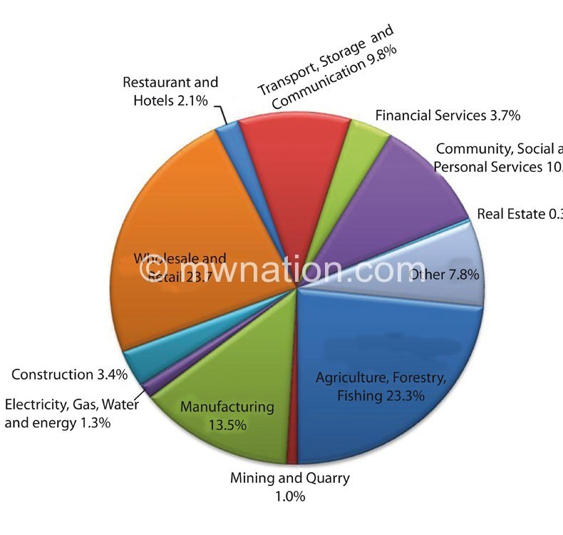 Pie chart showing distribution of private sector credit by sector