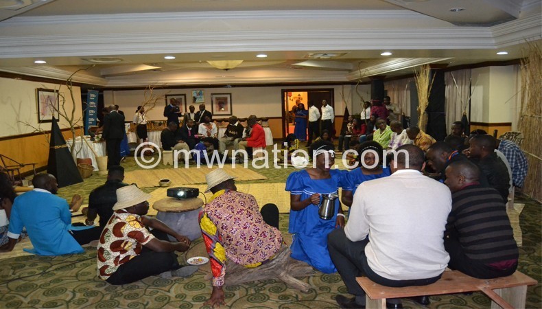 Journalists and movie makers interact in the village-themed Njamba Room