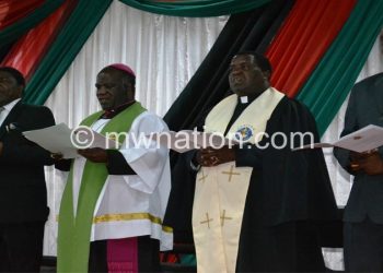 Part of the clergy leading in prayers during the service yesterday