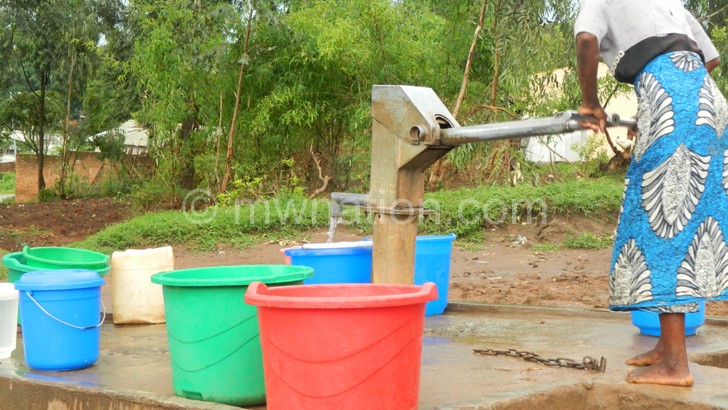 Potable water bening drawn from a borehole