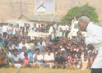 Wame preaching at a crusade in Ndirande