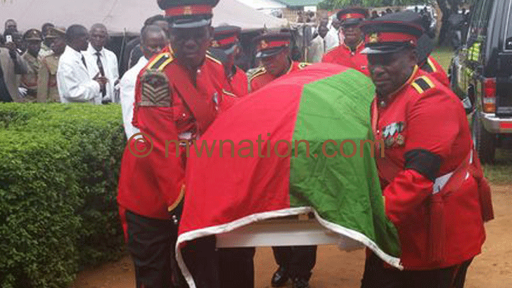 On the last mile; the flag drapped casket of Chibambo