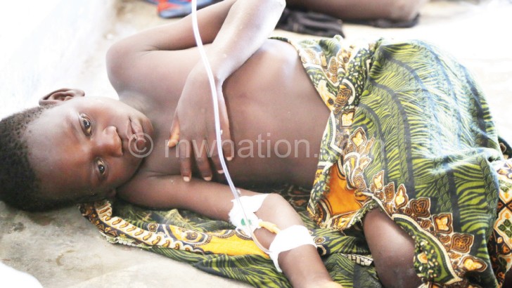 A child receiving treatment at a camp in Zomba recently