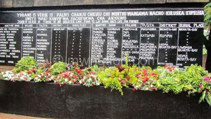 Remembering the martyrs: The memorial 
pillar at Nkhata Bay