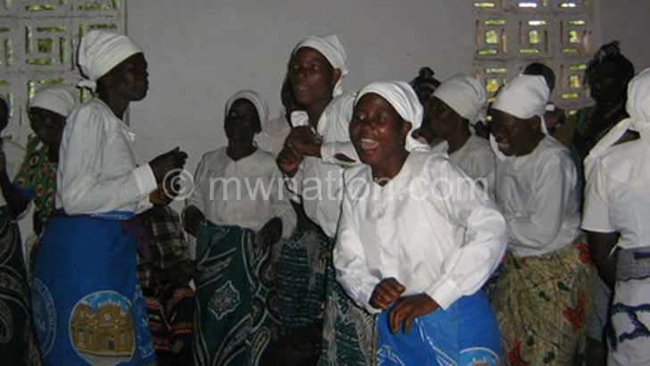 The women dancing as they sang spiritual songs during the event