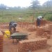 A bricklaying class in session