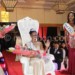 Moment of glory: Cecilia (C) with her first and second princess after being crowned the new Miss Malawi