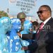 Mutharika shakes hands with DPP supporters on arrival yesterday