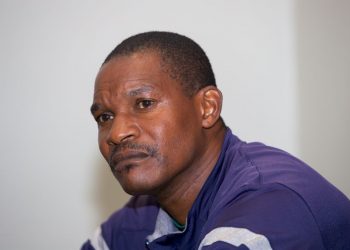 PORT ELIZABETH, SOUTH AFRICA - FEBRUARY 19: Norman Mapeza (Head Coach) of Chippa United during the Chippa United media open day at Nelson Mandela Stadium on February 19, 2020 in Port Elizabeth, South Africa. (Photo by Richard Huggard/Gallo Images)