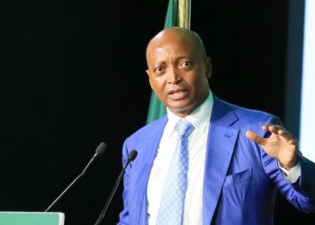 Motsepe addresses a press conference after the meeting